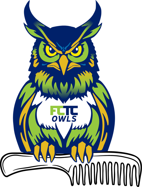 FCTC cosmetology program owl graphic showing owl with a comb