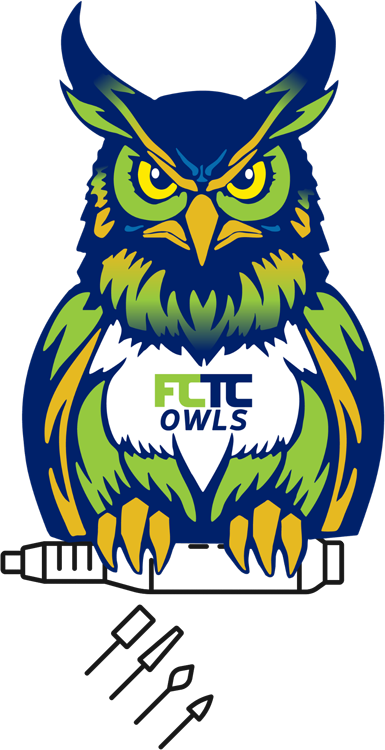 FCTC nails program owl graphic showing owl with nail equipment