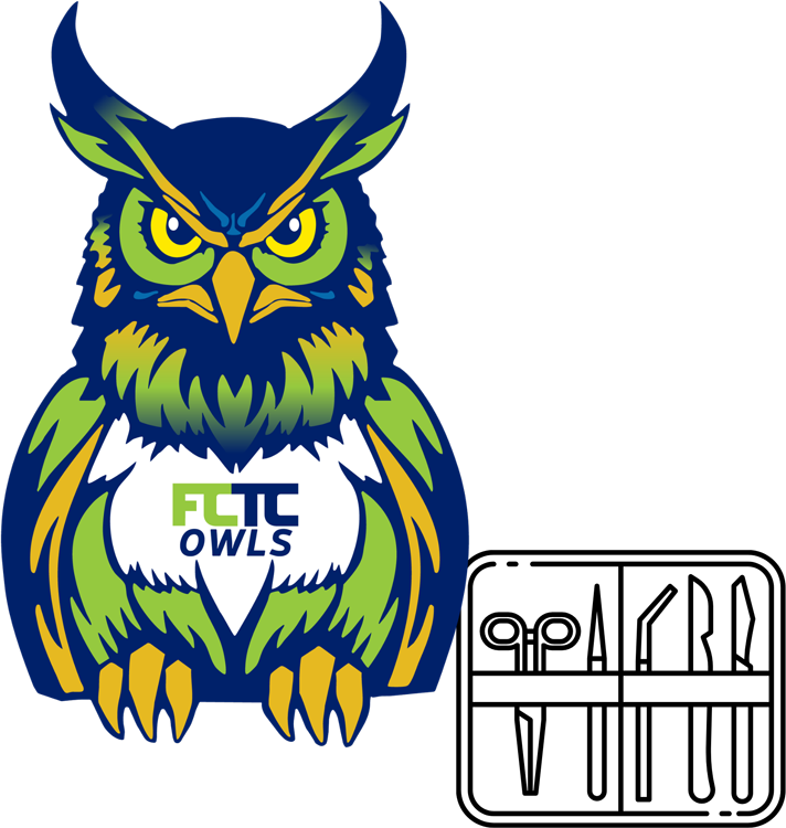 FCTC surgical program owl graphic showing owl with surgical tools
