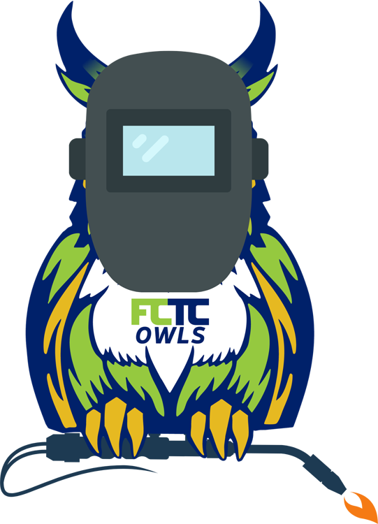FCTC welding program owl graphic showing owl with welding mask and tool